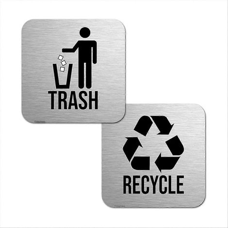 Symbole de recyclage et de tri sélectif pour les poubelles de cuisine et les bacs de recyclage, symbole combiné poubelle et tri sélectif pour les poubelles d'intérieur (1/5)
