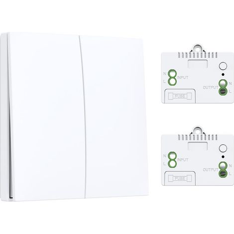 Interrupteur Sans Fil Auto-alimenté Sans Pile pour Maison, 1v2 Contrôle luminaire sans travaux – fixation adhésive, récepteur 433MHz, portée 30m intérieur – idéal rénovation appartement (1/5)