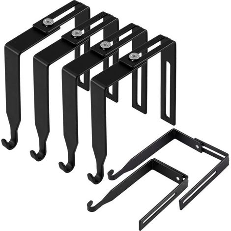 Lot de 4 crochets de porte universels réglables pour cloisons métalliques (noir) (1/4)