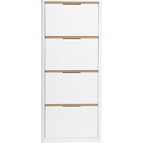 Zapatero de 4 puertas acabado blanco lacado brillante L68 cm KIRK (1/5)