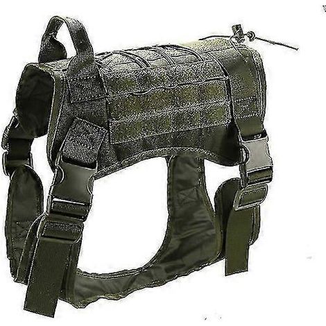 Filiyano-Harnais tactique pour chien avec poignée en nylon, harnais d'entraînement réglable, gilet pour animaux de compagnie, vert XL (1/3)