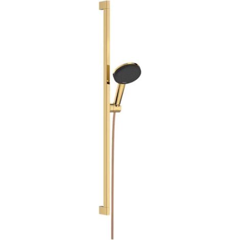 Hansgrohe Raindance Alive Select S - Set de cabezal de ducha, barra y manguera, 3 chorros, EcoSmart, acabado dorado pulido 24601990 (1/3)
