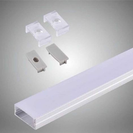 TrAdE Shop Traesio - Profilo In Alluminio 2 Mt Slim Con Copertura Opaca Per Strip Led Strisce Al-14 - (1/2)