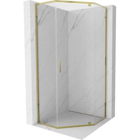 Mexen Exo Fünfeck-Duschkabine schwenkbar 80 x 80 cm, transparent, gold - 812-080-080-50-00 (1/5)
