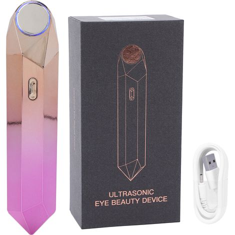 Masque oculaire chauffant USB rechargeable, appareil de beauté anti-cernes et poches, massageur électrique pour yeux fatigués. (1/5)