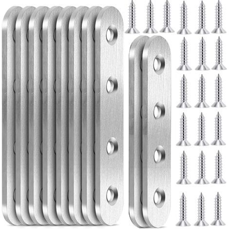 10 Pack Stainless Steel Flat Connectors - for Hardwood Construction and Hardwood Railings (1/5)