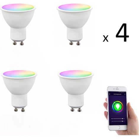 Lot de 4 x Ampoule GU10 LED connectée RVB 4,8W 380 lm (1/3)
