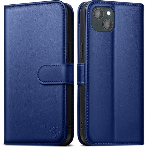 EASDNB iPhone 14 Handyhülle Königsblau Lederhülle Panzer Schutz RFID (1/5)