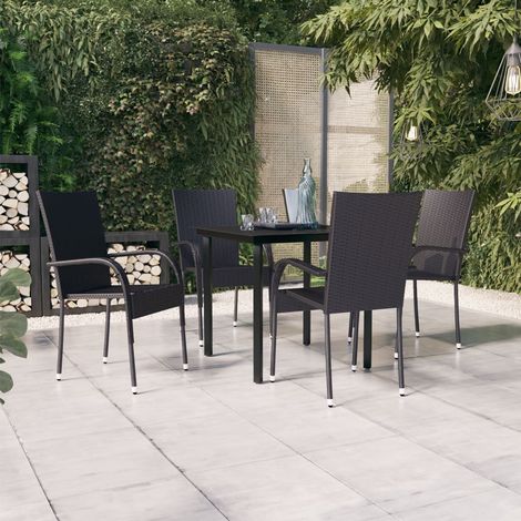 Ensemble à manger de jardin 5 pcs Noir vidaXL (1/5)