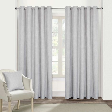 Homescapes Rideaux à œillets occultants Jacquard en tissu bouclé Gris clair - 228 x 182 cm