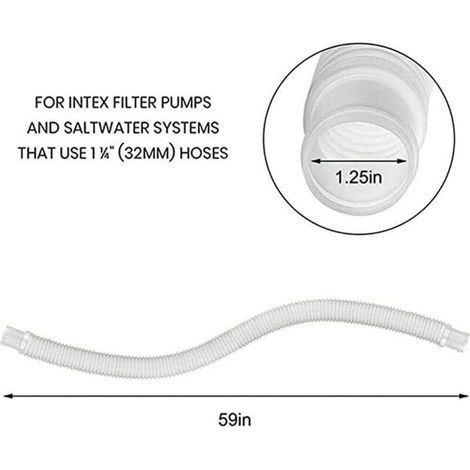 32-mm-Poolschlauch, 2-teiliger Aufstellpoolschlauch, 150 cm/59 Zoll Pool-Ersatzschlauch, Poolpumpenschlauch für Intex 330 GPH, 530 GPH und 1000 GPH (1/3)