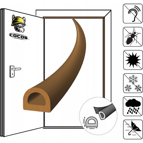 Selbstklebende Tür- und Fensterdichtung D 9x7,5mm BRAUN (1/5)