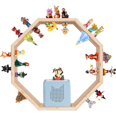 Tonie-Regal für Toniebox Hörfiguren, Magnetische Aufbewahrung für 60-70 Tonie, Wandregal und Schreibtischregal, Kinderregal für Mädchen & Jungen, Achteck (1/5)