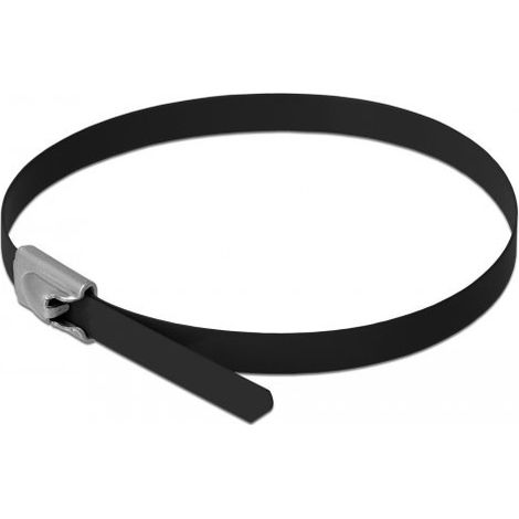 Delock Sujetacables de acero inoxidable L 400 x Ancho 4,6 mm negro 10 piezas (1/2)