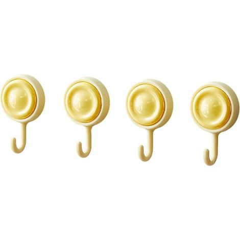Lot de 4 crochets adhésifs – Rotation à 360° Adhésif puissant pour serviettes, vêtements et ustensiles cuisine - Yellow (1/5)