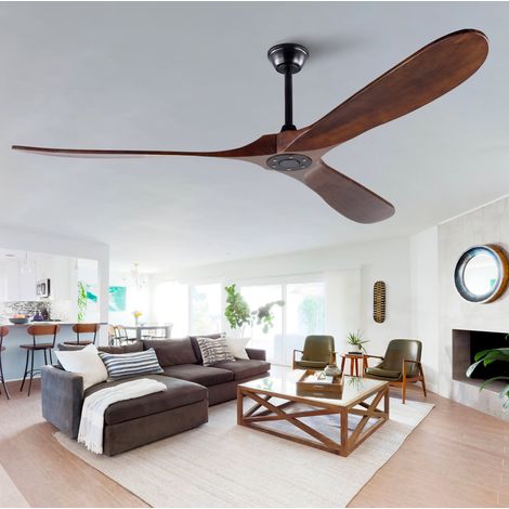 Ventilatore da soffitto 70 pollici in legno/metallo nero e noce, reversibile, FloraGrace (1/5)