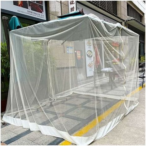 Moskitonetz für 7,5-11ft/300 x 230 Terrassenschirm, Schirmschirm aus Polyesternetz, universelles Schirm-Moskitonetz mit Reißverschlusstür und verstellbarem Seil, c (1/4)