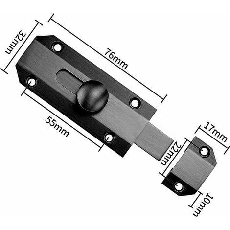 1 Loquet de verrouillage de sécurité avec targette en laiton épais pur, loquet de portail ultra résistant, noir, (1/4)