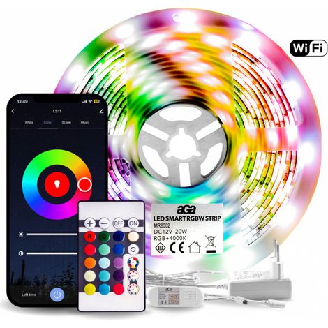 Striscia LED RGBW WiFi Aga 5m + telecomando + alimentatore