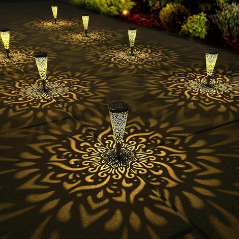 Lot de 6 lanternes solaires pour extérieur - Éclairage de chemin - Lampes solaires pour extérieur - Lampe solaire décorative LED - Lampe de jardin étanche - Décoration de jardin pour (1/5)
