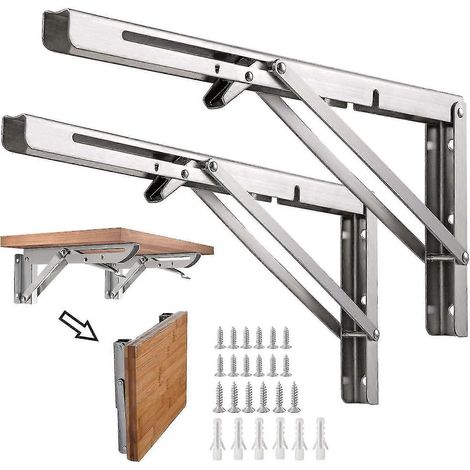 Lot de 2 supports d'étagère pliables en acier inoxydable de 25 cm (10 pouces) - AquaForge (1/5)