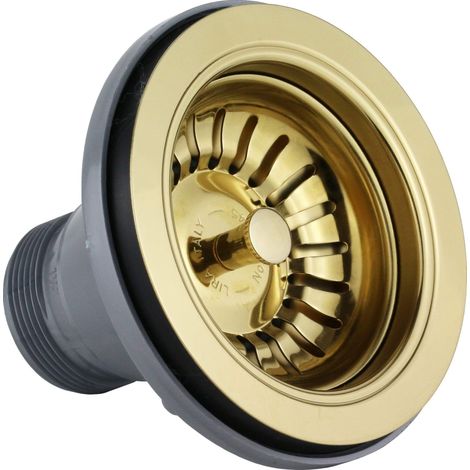 Bonde universelle pour évier de cuisine en couleur or – Raccordement 1" 1/2 Gaz – Matière ABS et acier – Procédé PVD durable – Lira Spa (1/4)