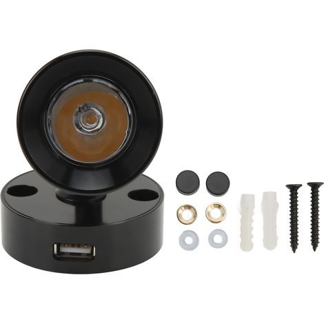 LED-Leselampe für Wohnmobile, Wohnwagen, Campervans und Boote mit Druckschalter, Dimmer, USB-Anschluss und Wandhalterung, in Schwarz und Warmweiß. (1/5)