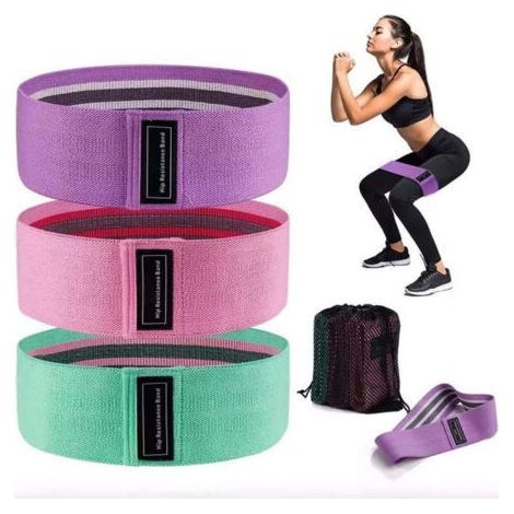 Bande Elastique Musculation en Tissu, Bande Elastique Fitness 3 Niveaux de Force, Elastique Sport pour Le Yoga/Pilates/Fitness/Squats/Pont fessiers (1/5)