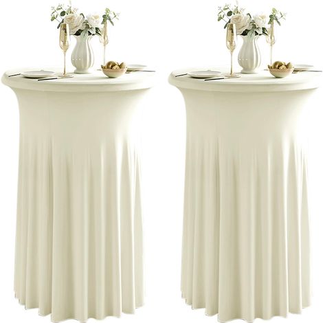 Lot de 2 nappes pour table cocktail ronde, 61 x 109 cm, beige (1/5)