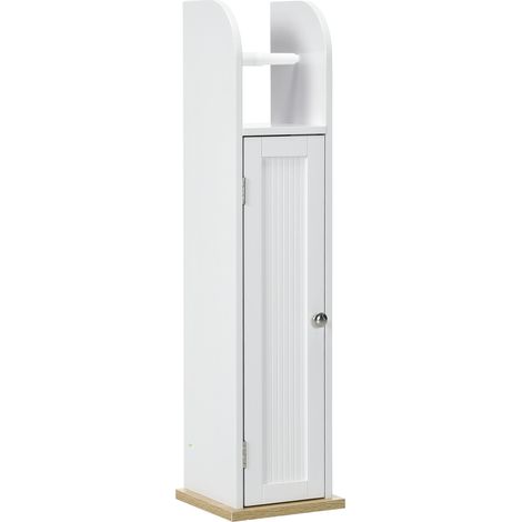 Meuble de salle de bain avec porte-papier toilette et placard à 3 compartiments 20x20x80 cm Blanc avec fonction de rangement et d'affichage idéal pour salon, chambre à coucher ou bureau