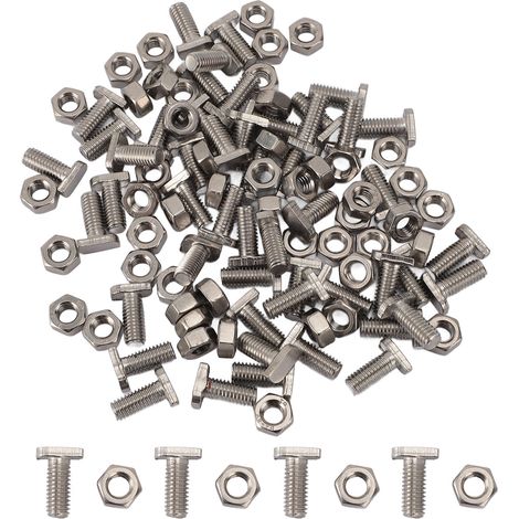 Juego de 50 tornillos y tuercas hexagonales de acero inoxidable M6 para invernaderos, destinados a la jardinería al aire libre. (1/5)