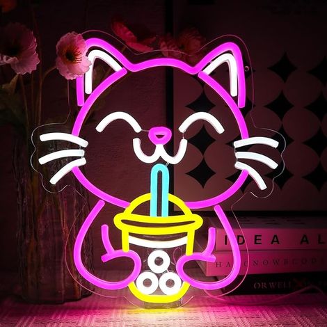 Cat Sign Neon Lamp Cat Sign Wall Decoration Neon Animal Sign Led Sign Bar Store Business Tea Party Beverage Shop (1/5)