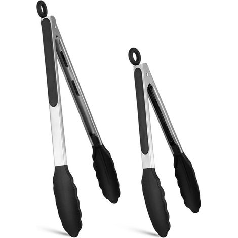 Lot de 2 pinces de 23 cm et 31 cm pour salade, pâtes, grillades et barbecue. Ustensiles de cuisine. (1/3)