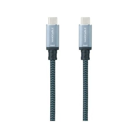 NANOCABLE 10.01.4102-COMB - Kabel USB 3.1 Gen2 10Gbps USB5A, 4K/60Hz, USB-C/M-USB-C/M, Mesh, Farbe Grau/Schwarz, 2 m
