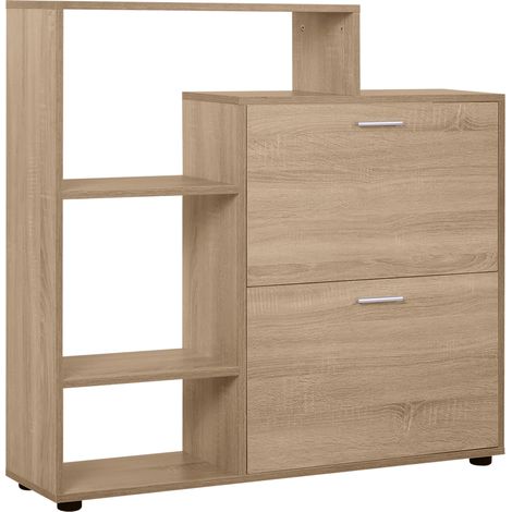 Scarpiera Portascarpe Design Moderno Elegante Salvaspazio 20 paia da Ingresso in Legno 101,5  x 25,5  x 98 cm