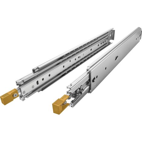 1 Paar SOTECH Schwerlastauszüge mit Lock-in/out Einrastfunktion mit gelbem Hebel, belastbar bis 200 Kg, Modell KV2-200-H76-L1400-LC 1422,4 mm