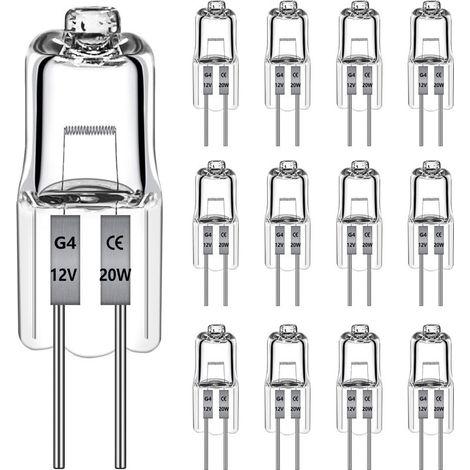 Packung mit 12 G4-Halogenlampen, 12 V, 20 W, 470 lm, dimmbar, 2700 K warmweiß, G4-Halogen für Dunstabzugshauben, Küche, Wohnzimmer, Schlafzimmer, Kleiderschrankbeleuchtung usw. (1/5)