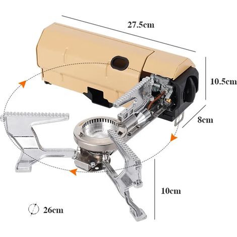 Réchaud à gaz de camping portable et pliable de 2670 W, idéal pour la randonnée, les barbecues et les voyages. Système de chauffage à brûleur à gaz portable. (1/3)