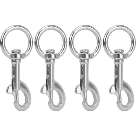Lot de 4 Crochets à Oeil Pivotant 316L Inox Marine, Mousqueton Plongée Sous-Marine pour Bateau, Taille 5, Anneau Tournant Résistant Corrosion (1/5)