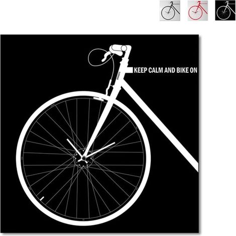 Horloge murale carrée moderne 50x50cm design vélo Bike On - Noir (1/5)