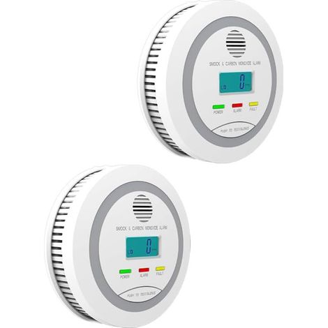 Détecteur de Fumée et Monoxyde de Carbone 2-en-1 - Alarme Combinée avec Écran LCD, Double Capteur (Fumée + CO), Fonctionne sur Piles, pour Sécurité Domestique (1/5)