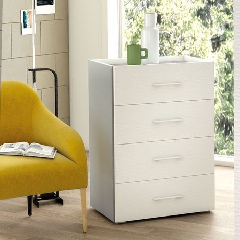 Cómodas para dormitorio, despacho, 4 cajones blanco gris diseño (1/4)