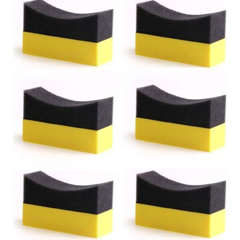 6-Piece Cleaning Sponge Set, Shiny Glossy Tire Contour Dressing Applicator Pads, Color Polishing Sponge, Wax (1/5)
