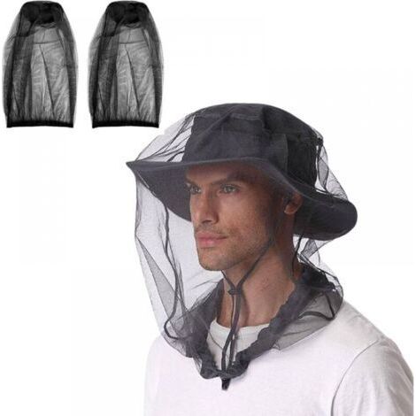 2pcs Noir Moustique répulsif Chapeau avec moustiquaire Visage Filet Anti - Mouche moustiquaire tête moustiquaire pour l'apiculture pêche en Plein air Camping Bon pour Voyager (1/5)