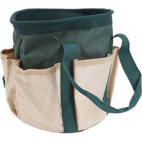 Sac à Outils de Jardin Rond en Tissu Oxford Durable, Rangement D'Outils de Jardinage pour Hommes et Femmes, Sac à Outils de Jardin Portatif pour Jardinier (Vert avec couleur crème) (1/5)