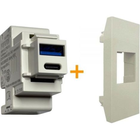 Perry presa USB A + C 3A compatibile Vimar Linea Canapa - 1MCUSB002B