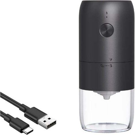 Moulin à café électrique, moulin à café électrique portable, moulin à café sans fil avec réglage de mouture multiple, brosse de nettoyage incluse, USB (1/5)