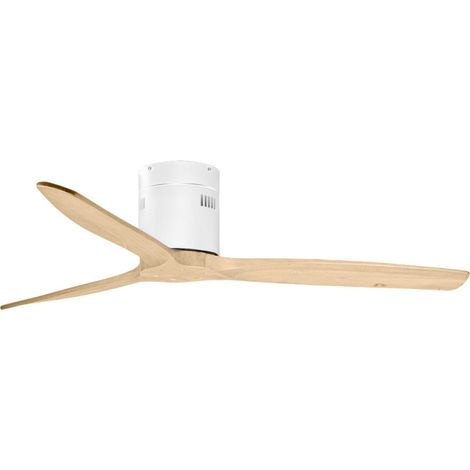 Ventilateur de plafond de 132 cm  Télécommande  Silencieux  3 pales en bois naturel  Hauteur 23,2 cm  Mode hiver-été