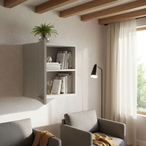 Libreria pensile moderna con anta - Design minimalista e montaggio rapido - Rovere rock