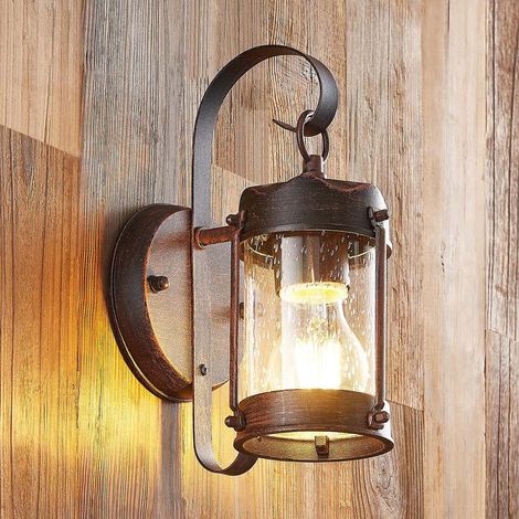 [NEUWERTIG] B-Ware Lindby Außenwandleuchte Farly LED Gartenlampe Wandleuchte rostbraun Alu 17cm (1/2)